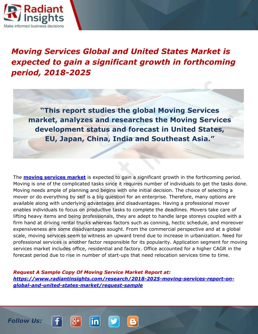 moving services global and united states market