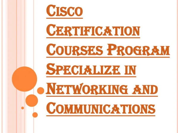 Cisco Certification Courses Program Specialization