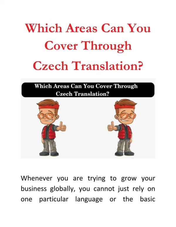 Which Areas Can You Cover Through Czech Translation?