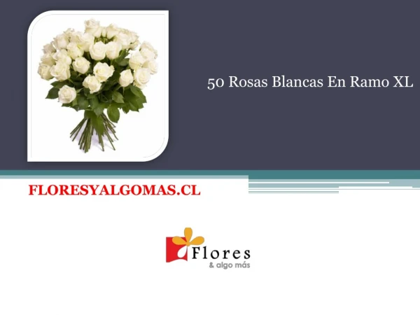 50 Rosas Blancas En Ramo XL- Floresyalgomas Chile