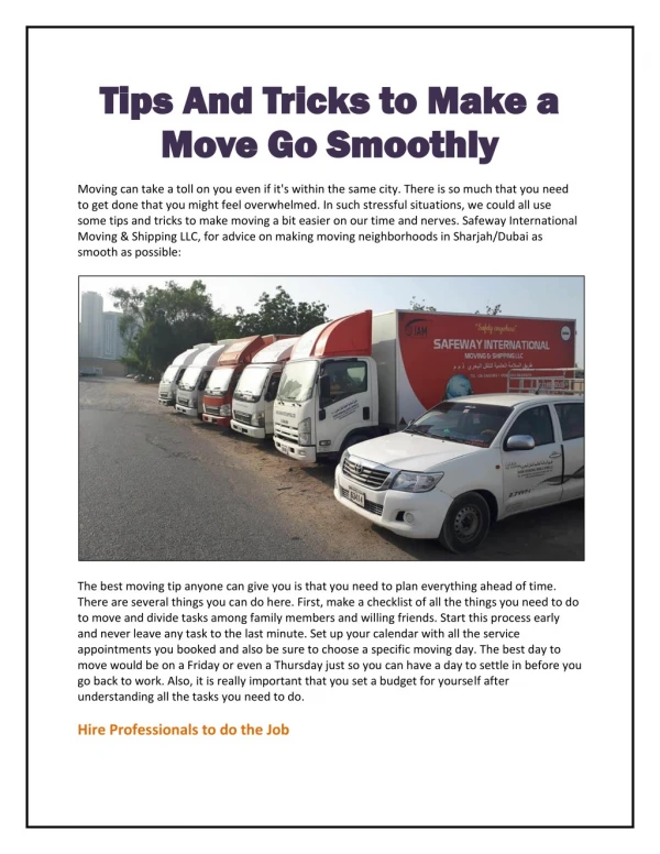 Tips And Tricks to Make a Move Go Smoothly