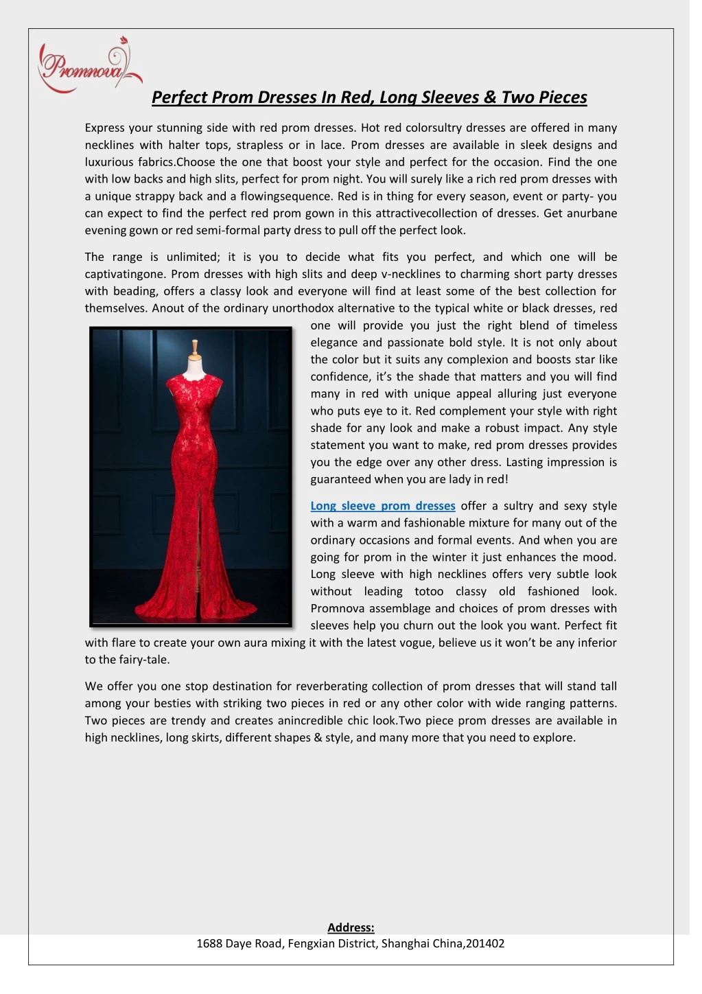 perfect prom dresses in red long sleeves