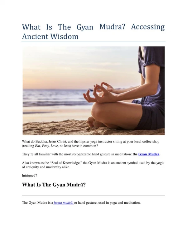 What Is The Gyan Mudra? Accessing Ancient Wisdom