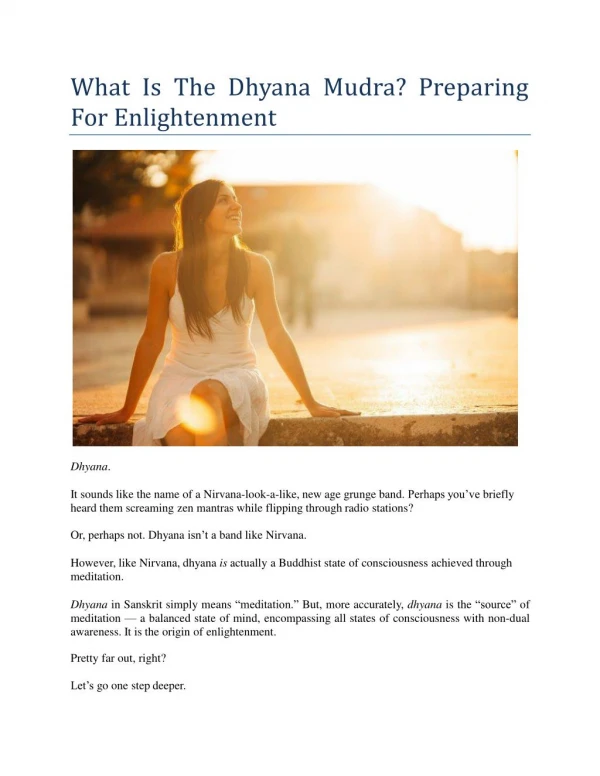 What Is The Dhyana Mudra? Preparing For Enlightenment