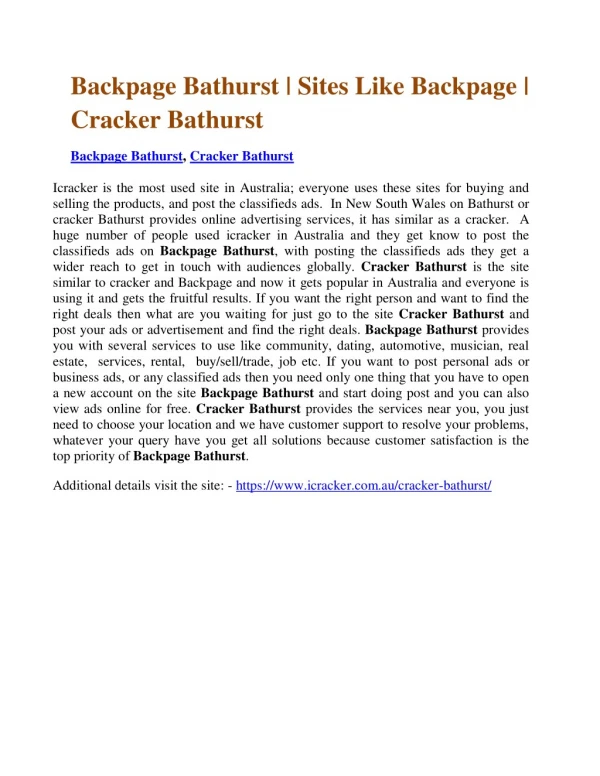 Backpage Bathurst | Sites Like Backpage | Cracker Bathurst