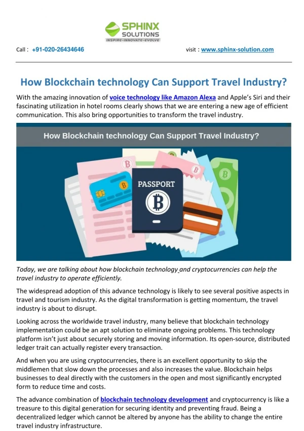 How blockchain technology can support travel industry