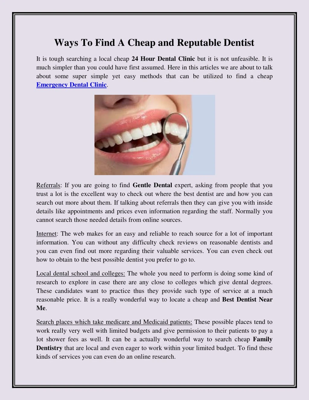 ways to find a cheap and reputable dentist