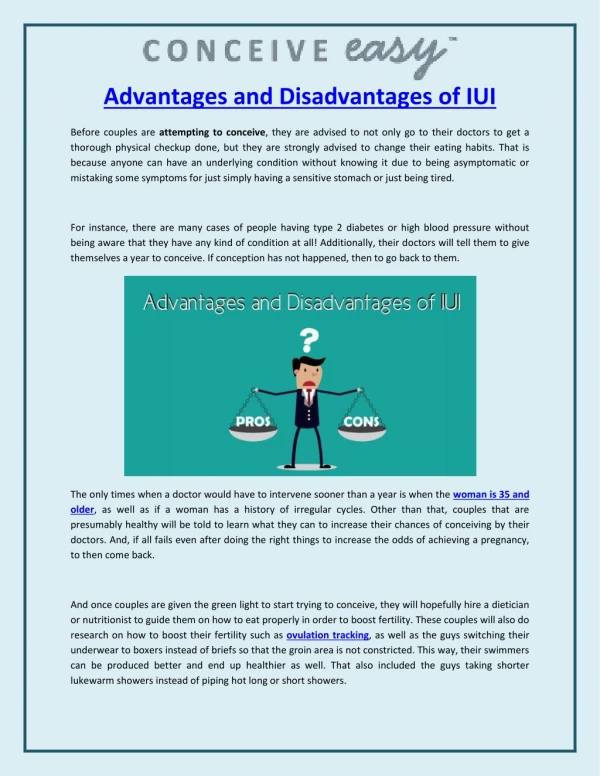 Advantages and Disadvantages of IUI