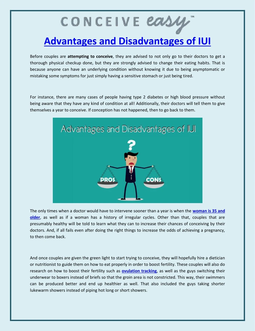 advantages and disadvantages of iui