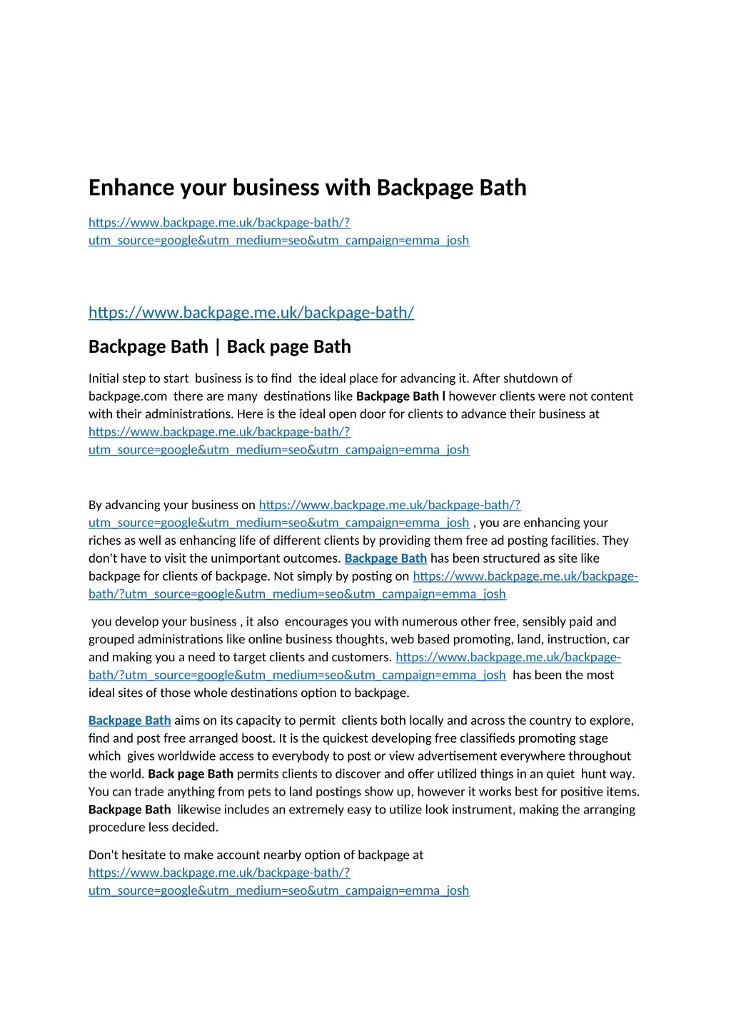 enhance your business with backpage bath