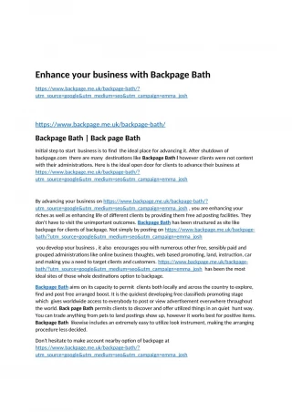 Enhance your business with Backpage Bath - slide 1