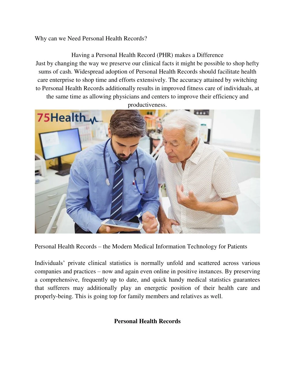why can we need personal health records having