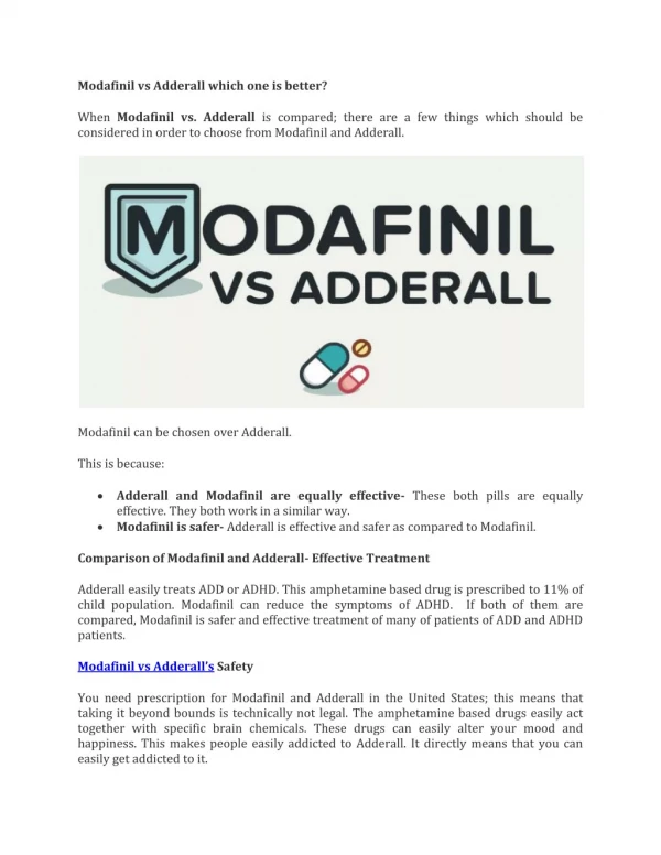 Modafinil vs Adderall which one is better?