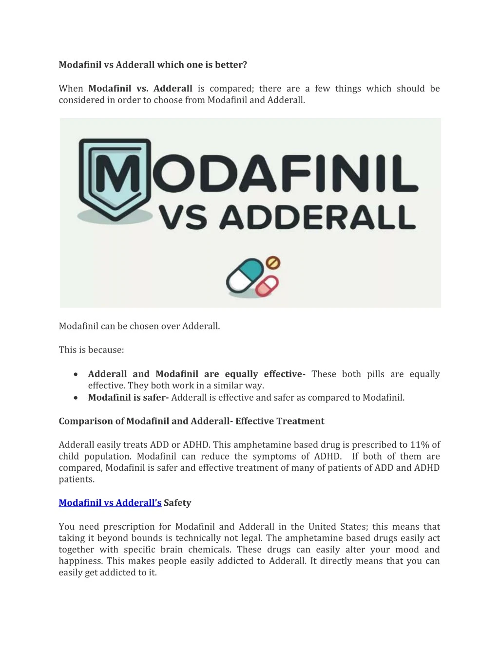 modafinil vs adderall which one is better