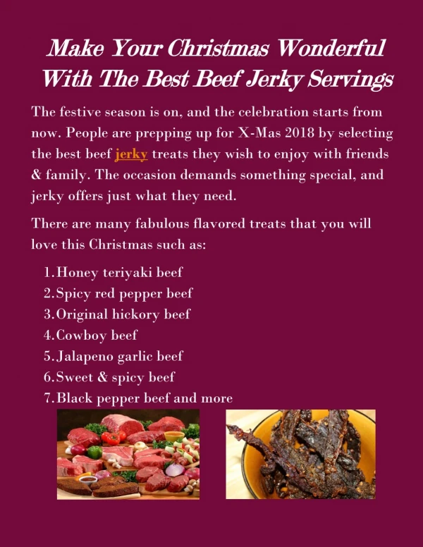 Make Your Christmas Wonderful With The Best Beef Jerky Servings