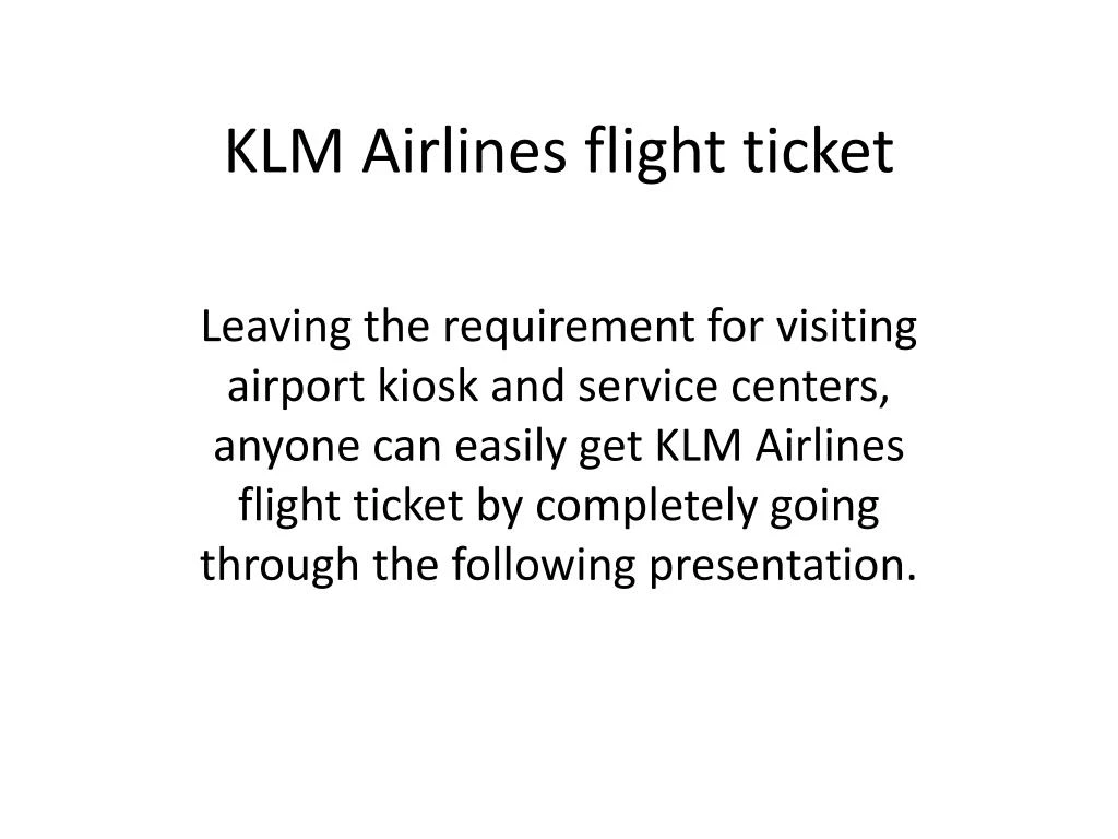 klm airlines flight ticket
