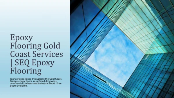 Epoxy Flooring Solution Gold Coast