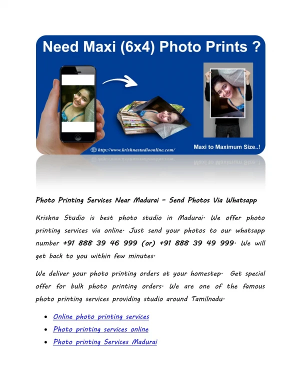 Photo Printing Services Near Madurai – Send Photos Via Whatsapp