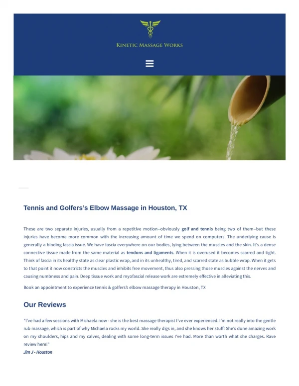 Tennis and Golfers’s Elbow Massage in Houston, TX