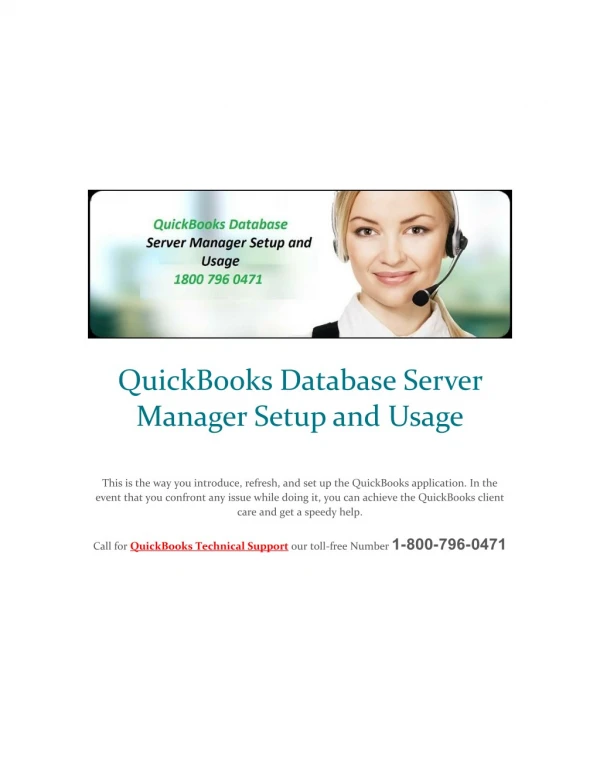 QuickBooks Database Server Manager Setup and Usage - 1800 796 0471 Call