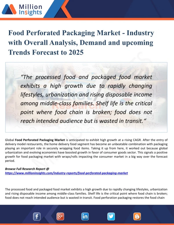 Food Perforated Packaging Market Manufacturers, Types, Regions and Application Research Report Forecast to 2025