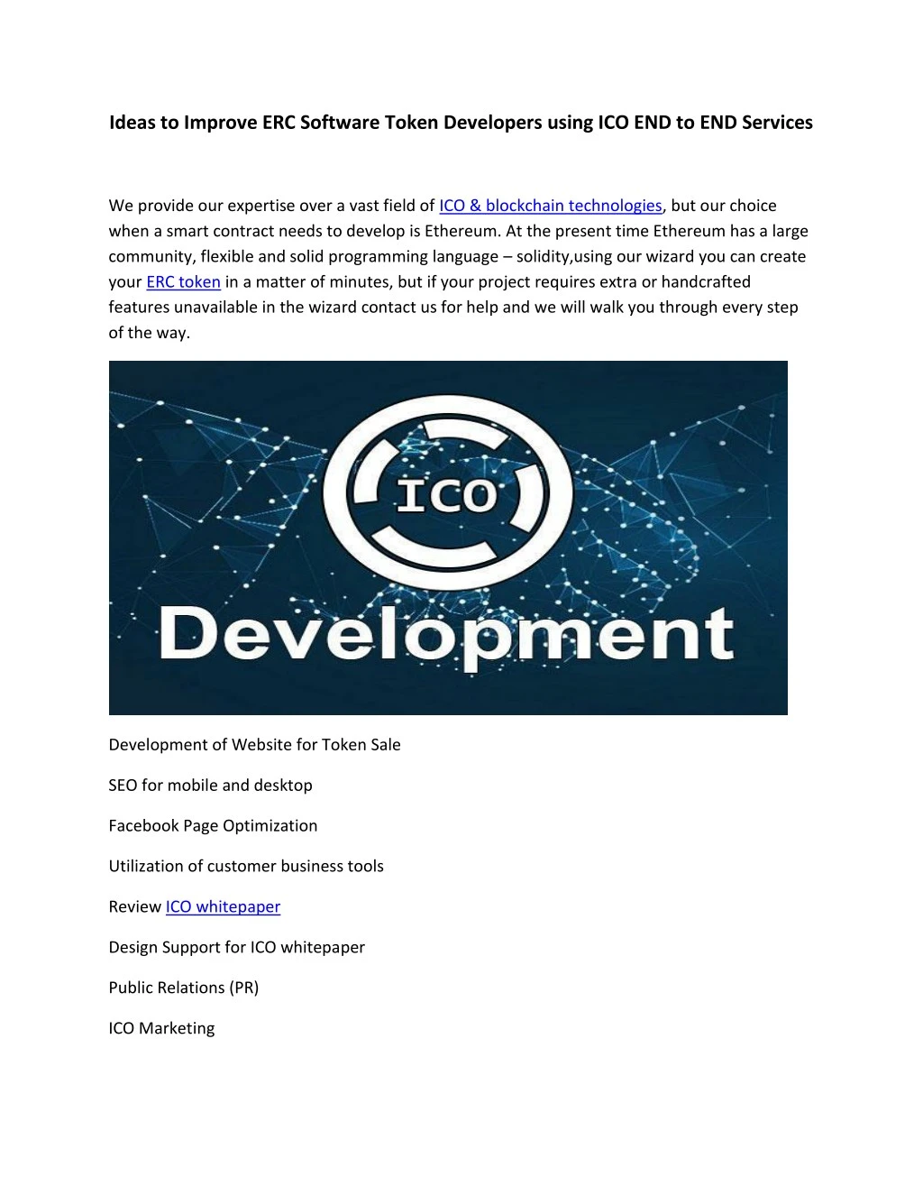 ideas to improve erc software token developers