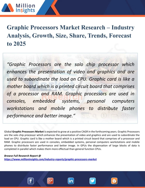 Graphic Processors Market Business Overview, Production, Consumption, By Players, Forecast To 2025
