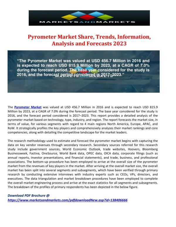 Pyrometer Market Share, Trends, Information, Analysis and Forecasts 2023