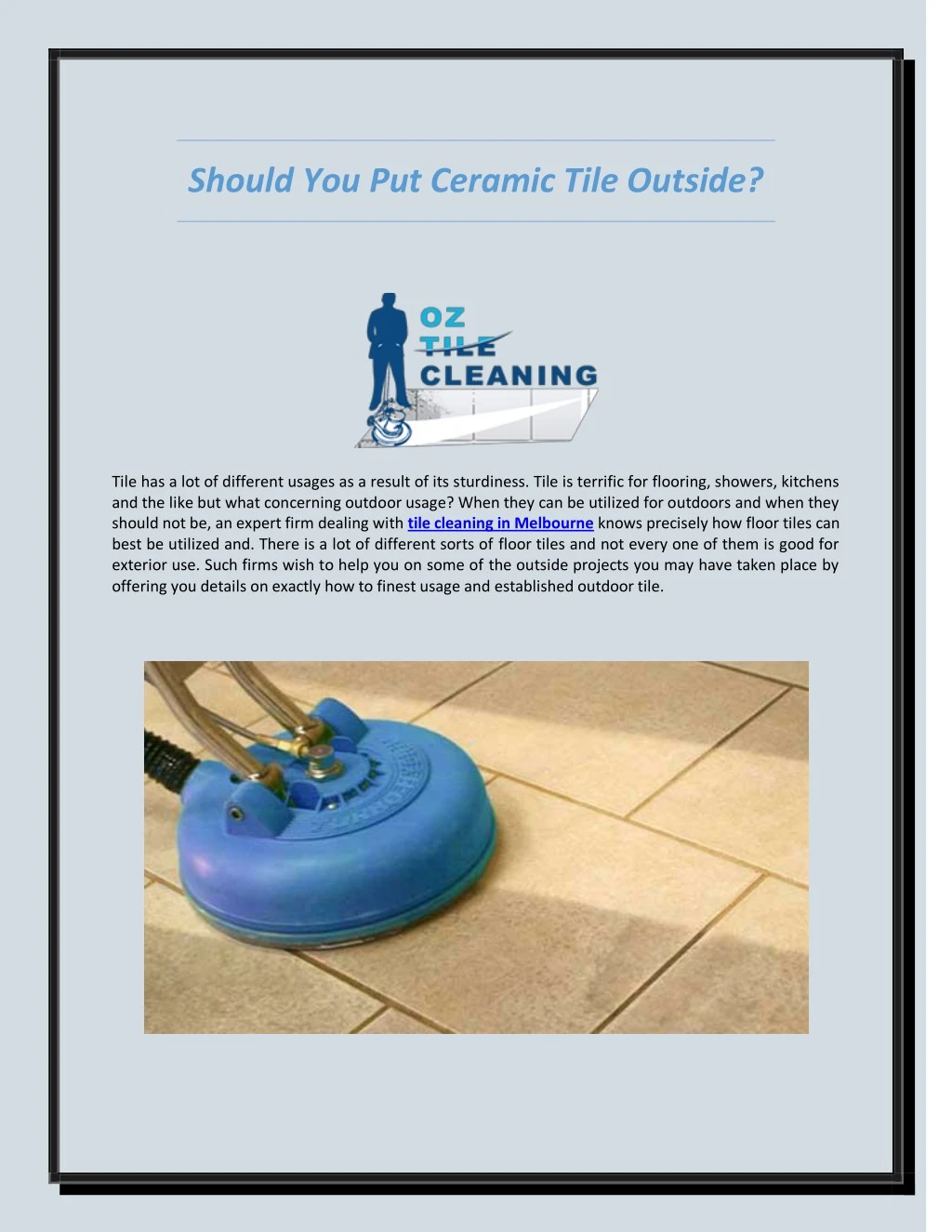 should you put ceramic tile outside