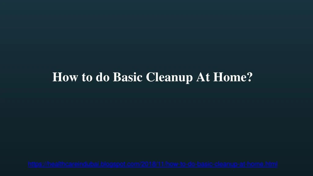 how to do basic cleanup at home