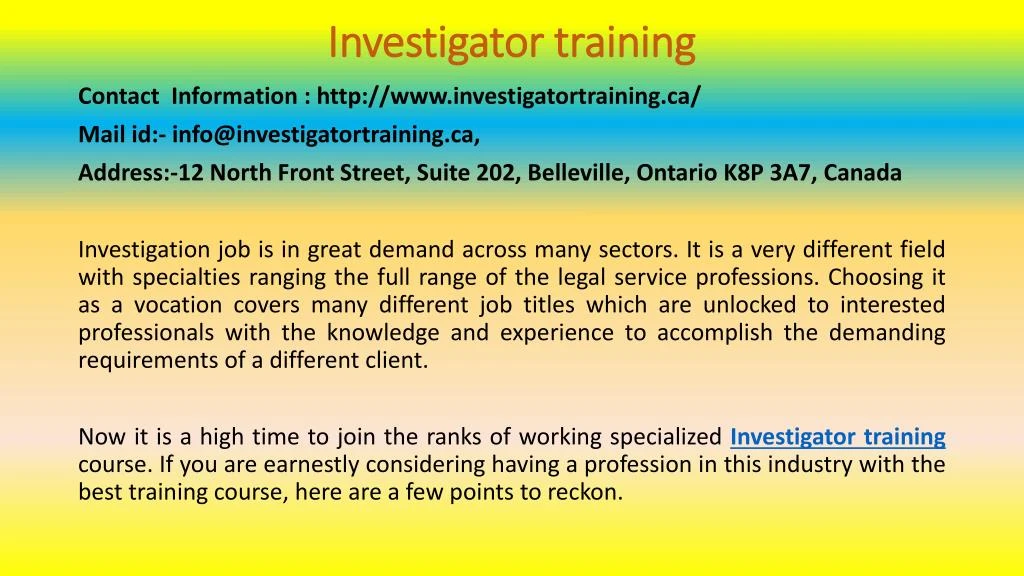 investigator training