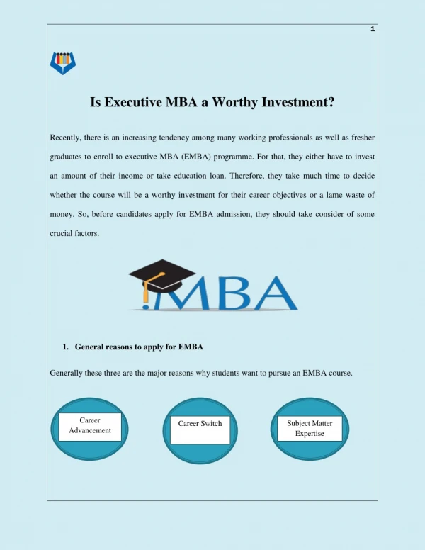 Is Executive MBA a Worthy Investment?