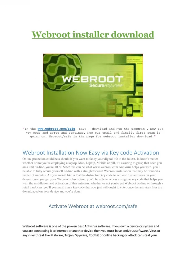 webroot installer download