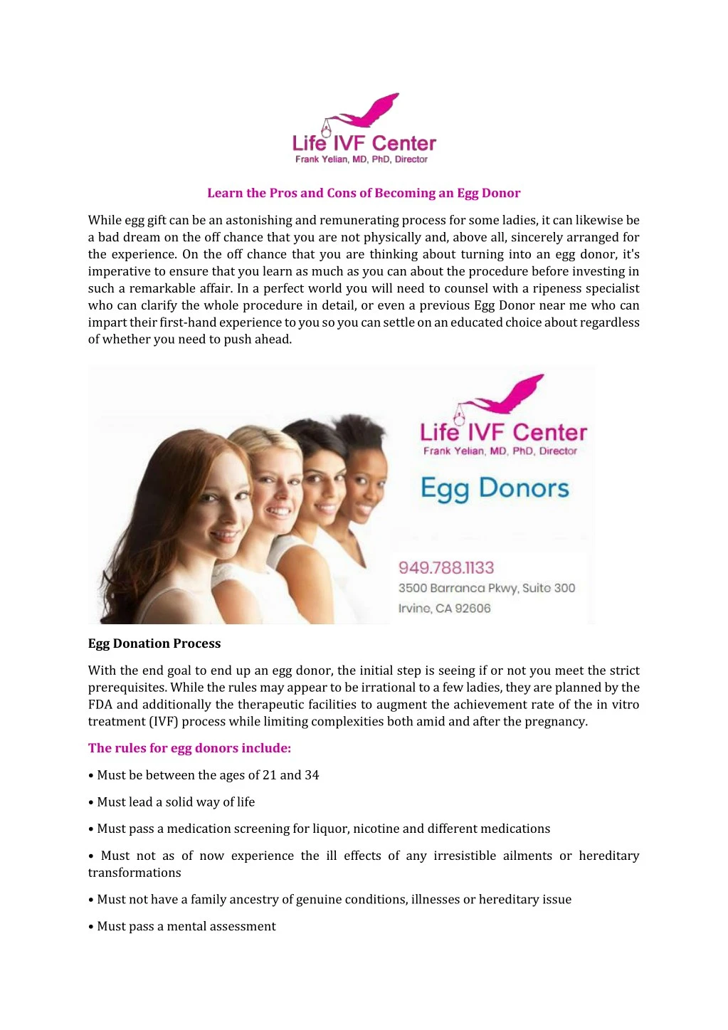 learn the pros and cons of becoming an egg donor