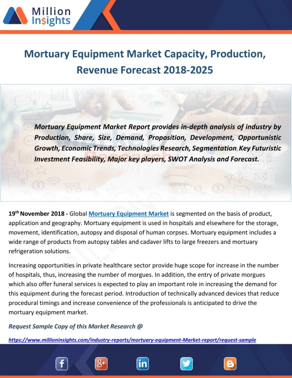 Mortuary Equipment Market Capacity, Production, Revenue Forecast 2018-2025