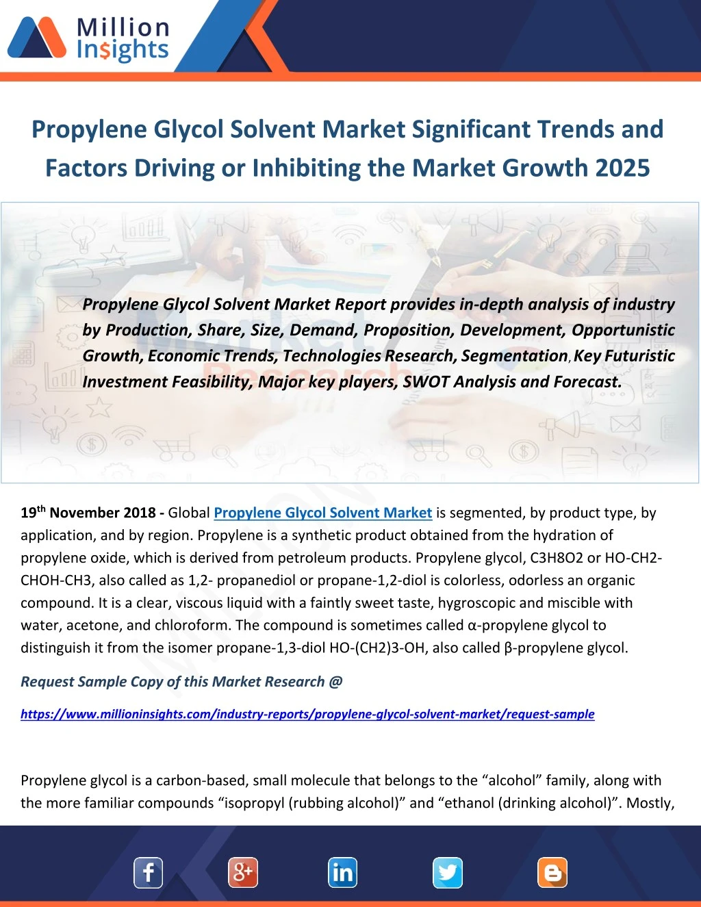 propylene glycol solvent market significant