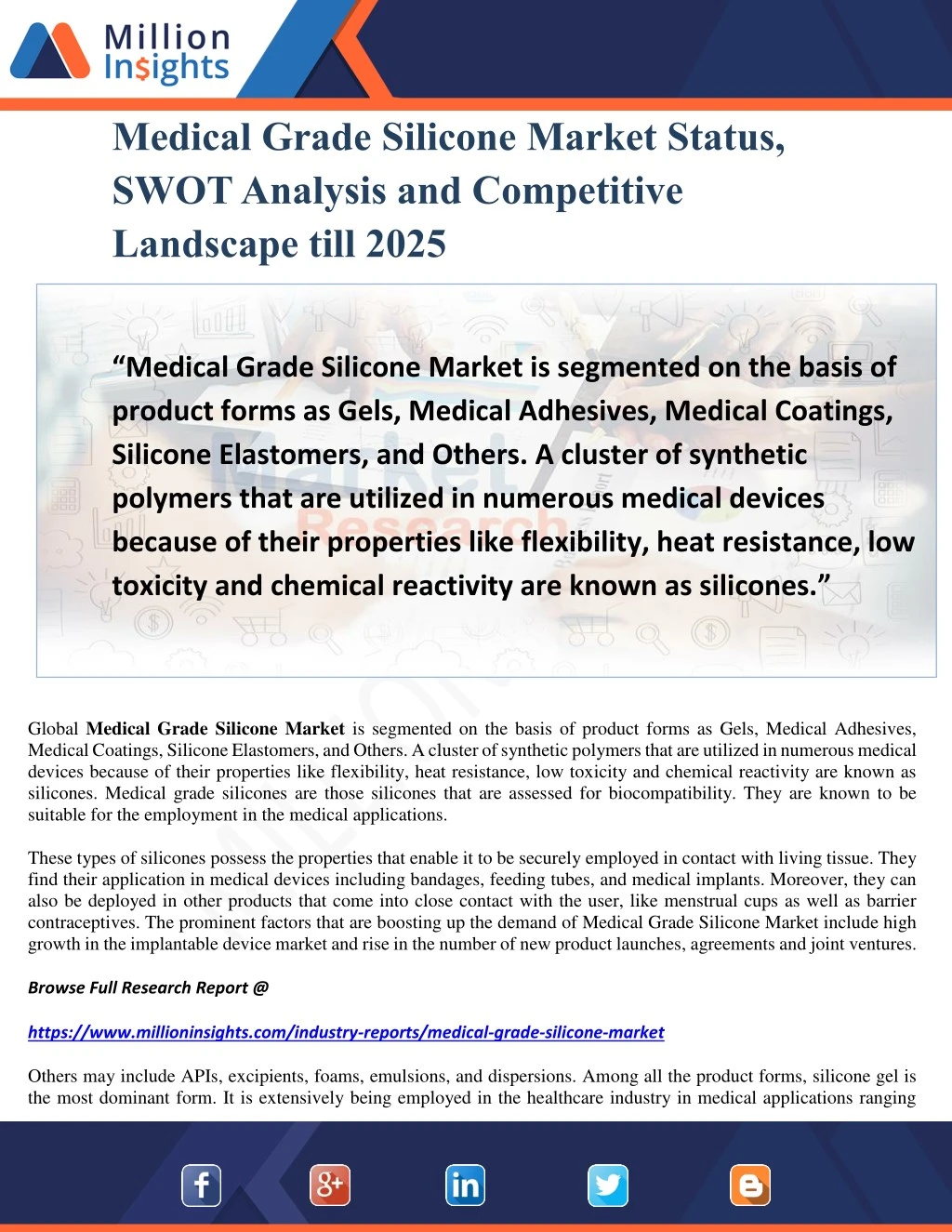 medical grade silicone market status swot