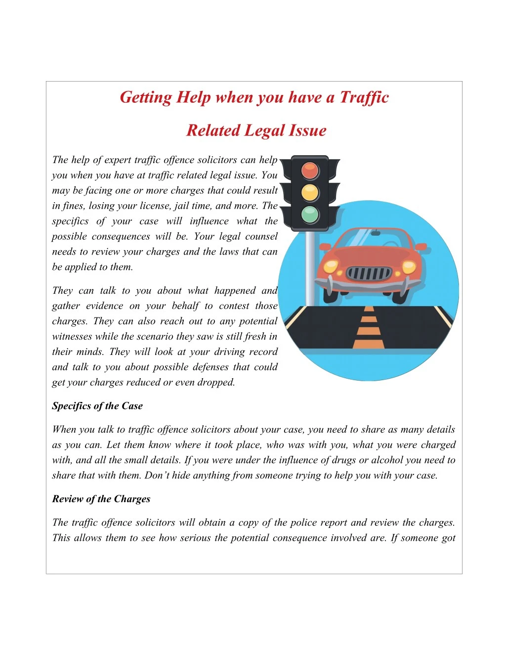 getting help when you have a traffic