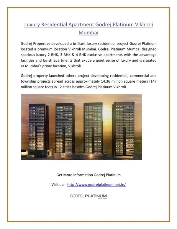 Godrej Platinum residential Apartments Mumbai