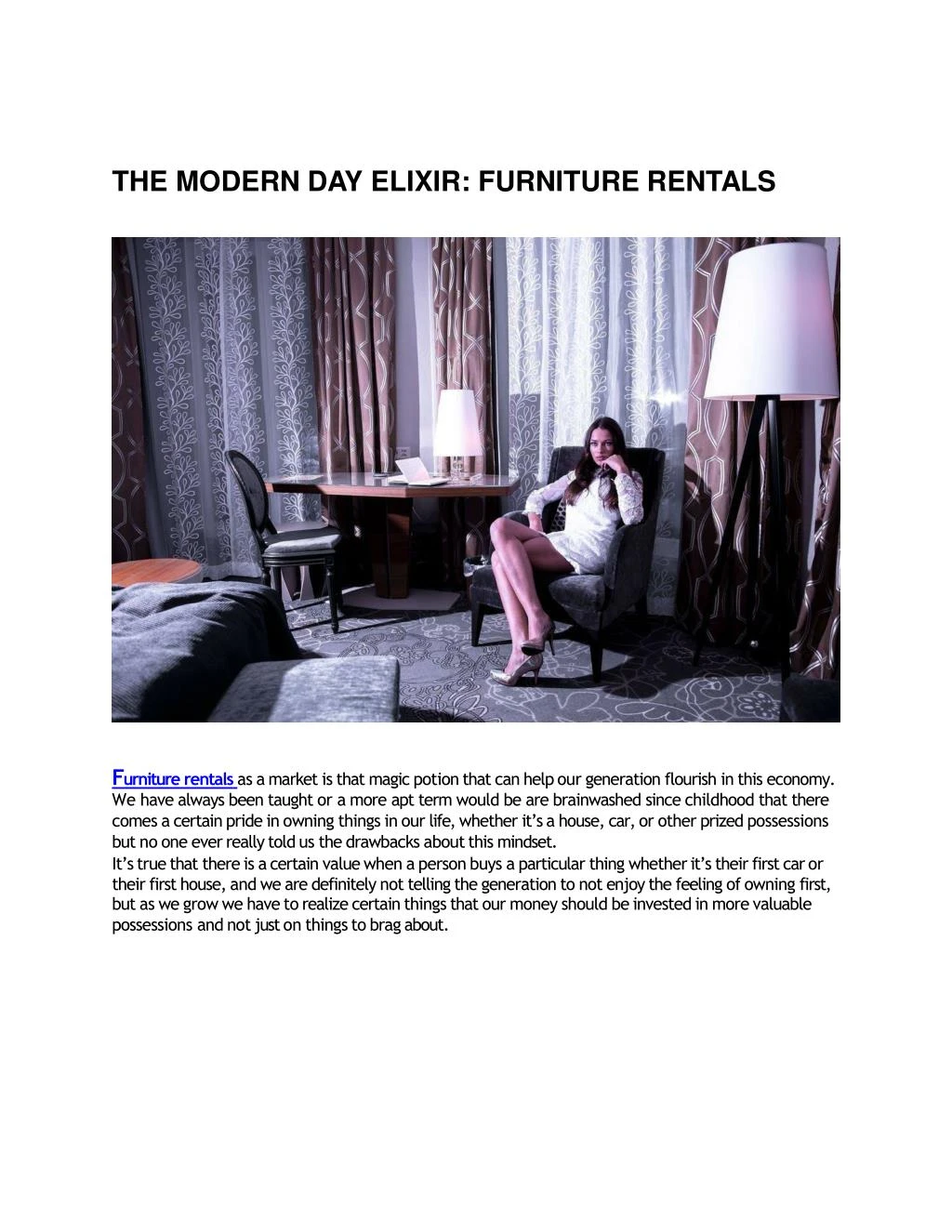 the modern day elixir furniture rentals