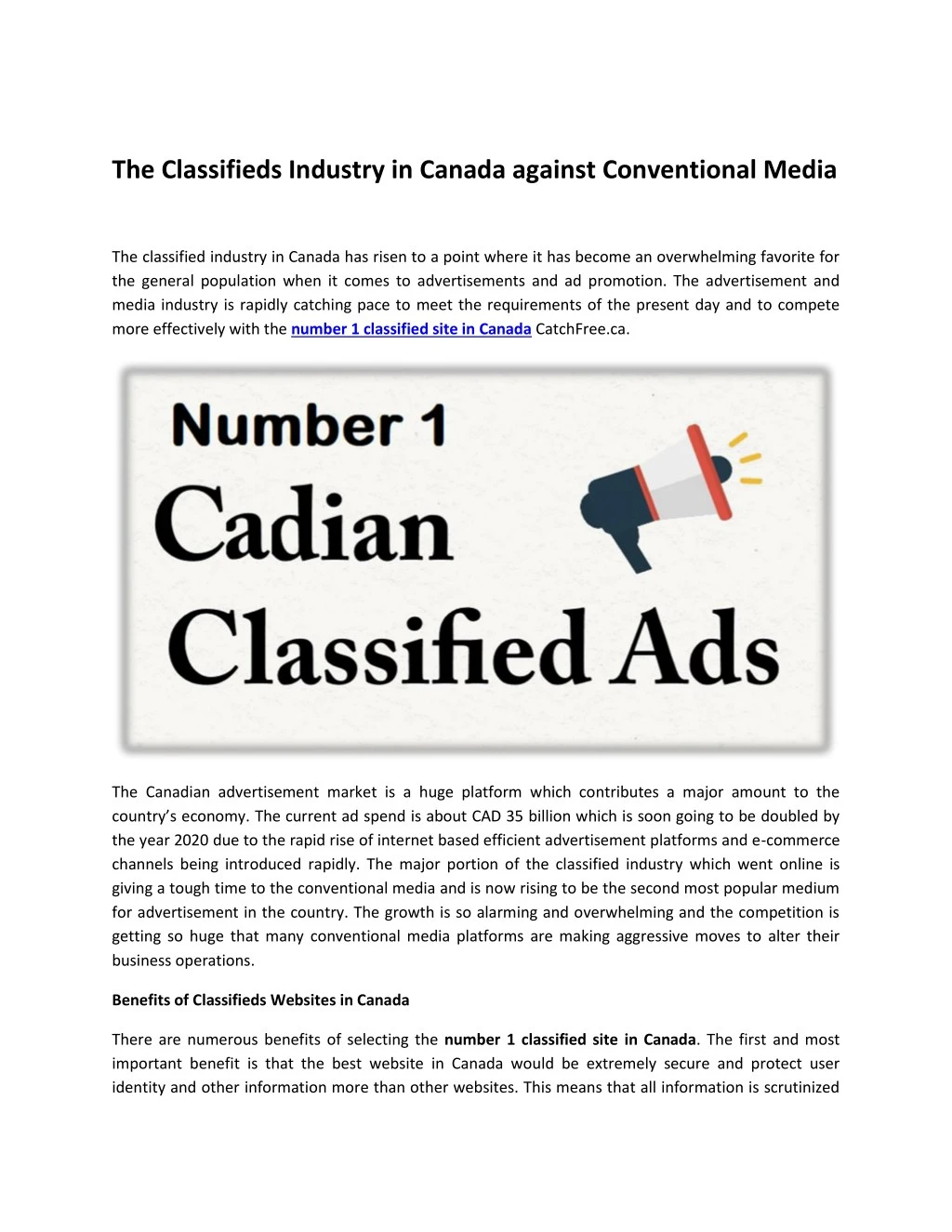the classifieds industry in canada against