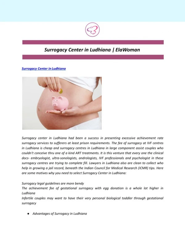 Surrogacy Center in Ludhiana | ElaWoman