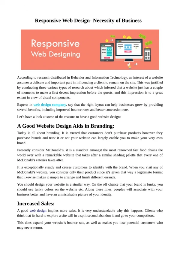 Responsive Web Design- Necessity of Business