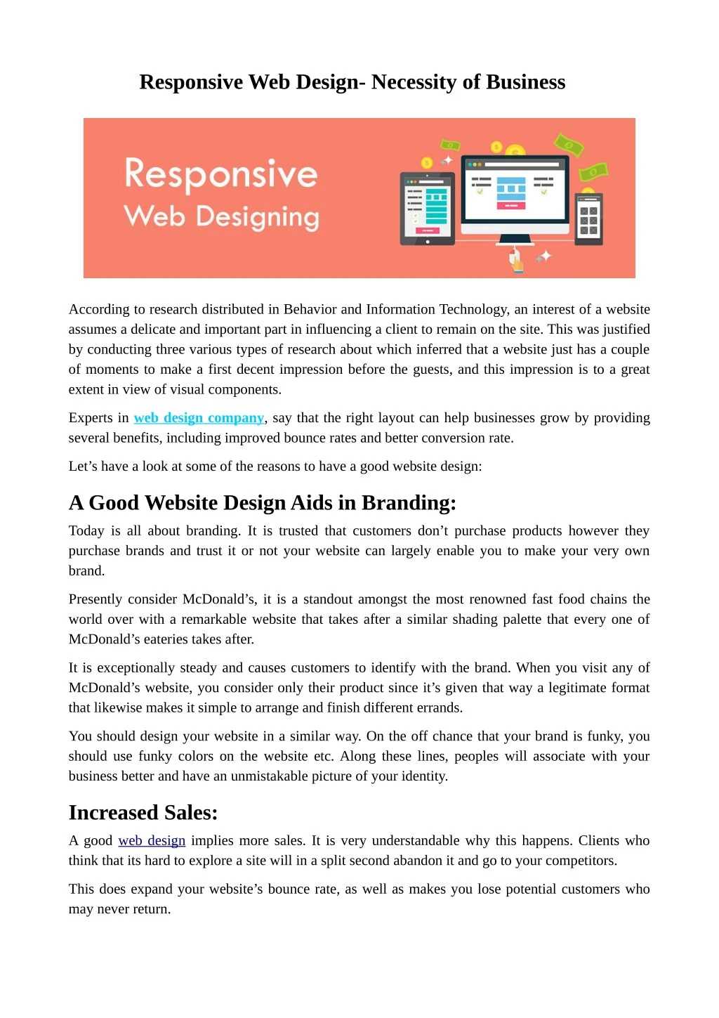 responsive web design necessity of business