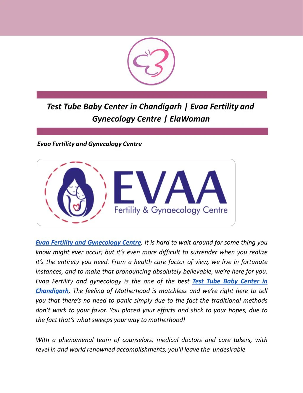 test tube baby center in chandigarh evaa