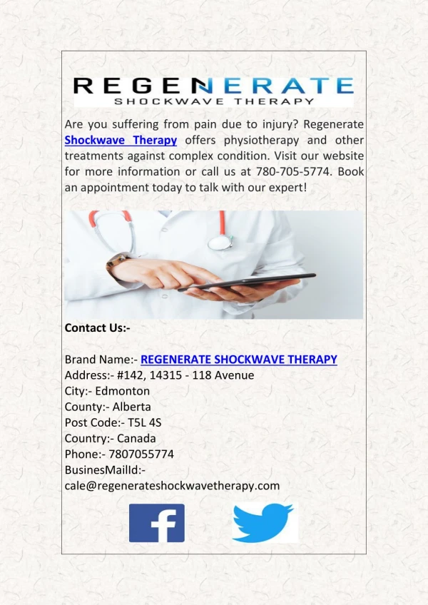 Shockwave Therapy Cost at Regenerate Shockwave Therapy