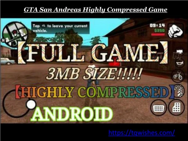 GTA San Andreas Highly Compressed Game