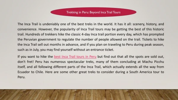 Trekking in Peru: Beyond Inca Trail Tours