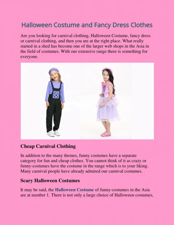 Halloween Costume and Fancy Dress Clothes