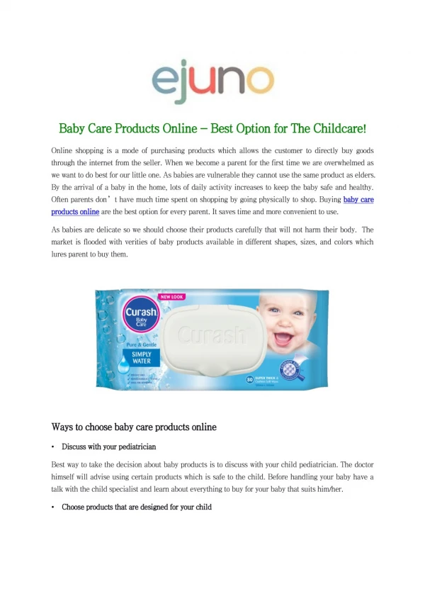 Baby Care Products Online - Best Option for The Childcare!